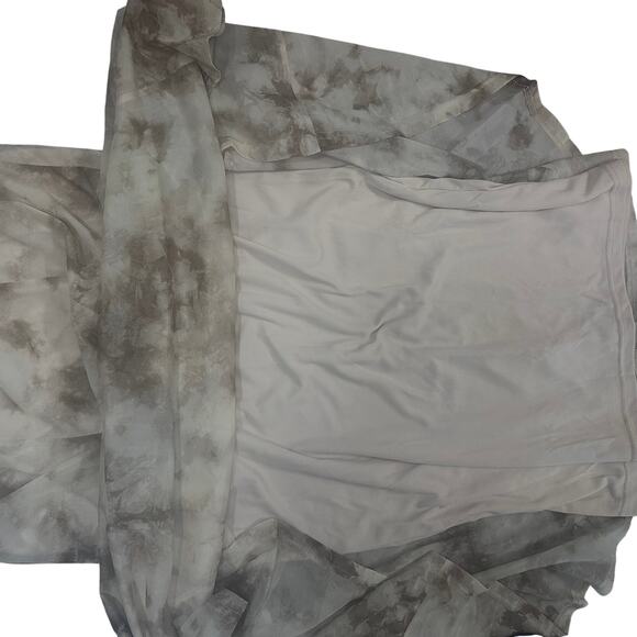 NEW Moon River Watercolor Midi Skirt Beige Gray Chiffon A-Line Sz Small Softcore - Picture 5 of 6